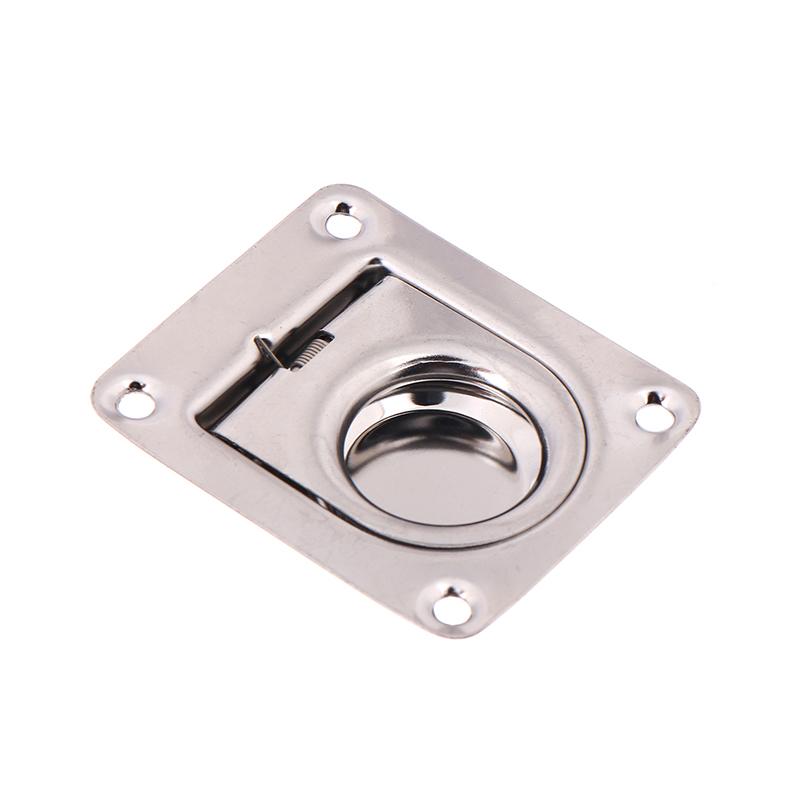 1Pc 65X56Mm Stainless Steel Square Pull-Ring Springloaded Boat Deck Hatch Pull Flush Mount Hardware Cabinet Recessed Rings Pull