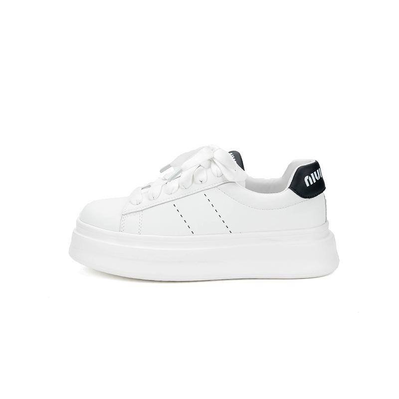 Cowhide Sports and Leisure Women's Shoes Women's Shoes Autumn Women's Sports Shoes Versatile Thick Soles Increase Height White Shoes Women
