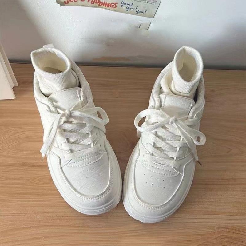 White canvas Sneakers for Women trend  Platform Women's Shoes Fashion Thick Bottom PU Leather Sneakers zapatos de mujer