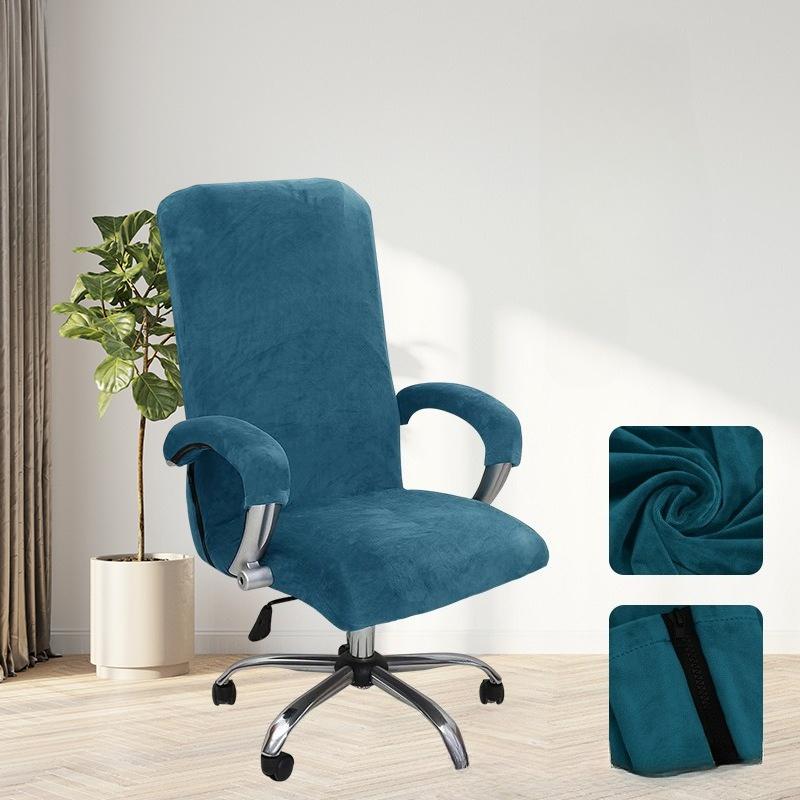 Solid Color Spandex Armchair Slipcover Removable L/XL Size Velvet Plush Stretch Computer Office Chair Cover with Armrest Cover
