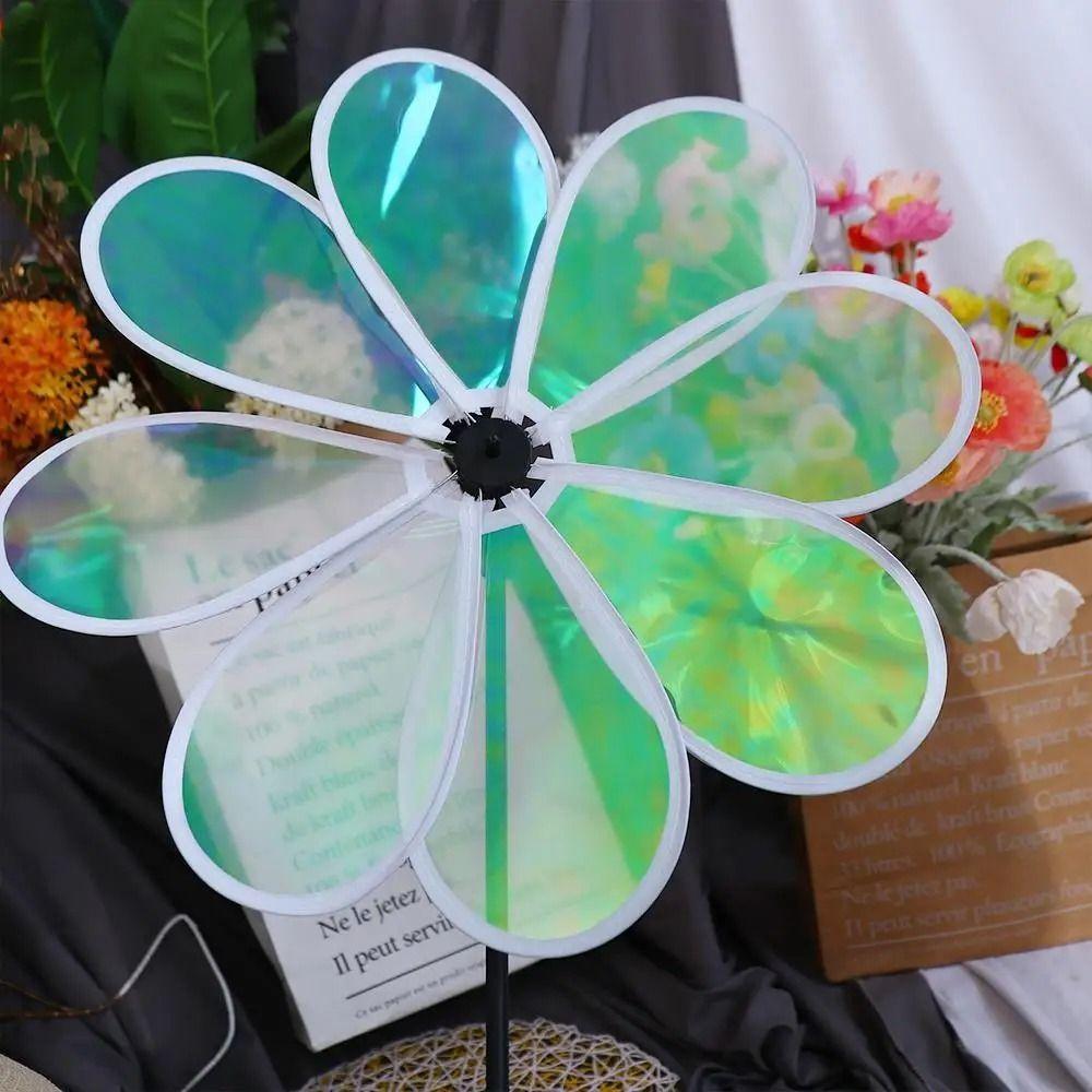 1Pcs Grounding Mounted Eight-leaf Windmill Kindergarten Children's Toys Wind Spinner  For Outdoor