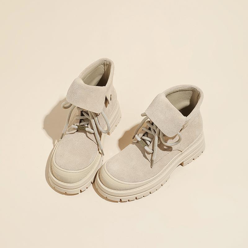 

Матовые кожаные ретро ботинки Мартин на шнуровке, короткие ботинки с лацканами и круглым носком на толстой подошве, большие желтые ботинки, британские рабочие ботинки, короткие ботинки 39