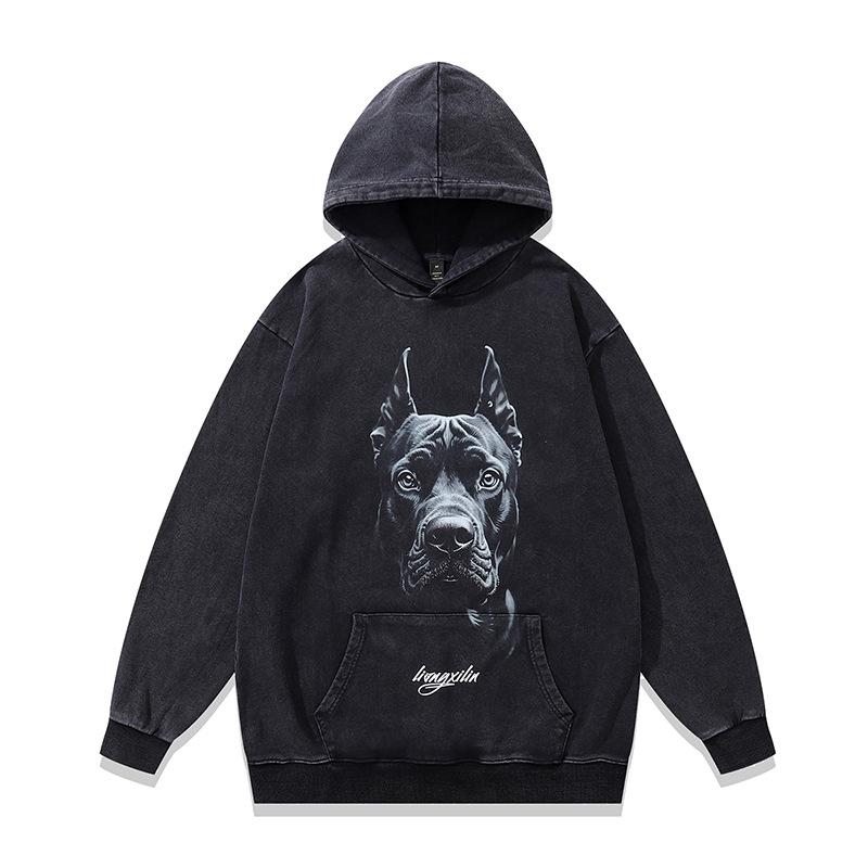 Tkpk American High Street Washed Retro Hooded Sweater Autumn And Winter Direct Injection Printing Loose Hoodie Jacket Men And Women