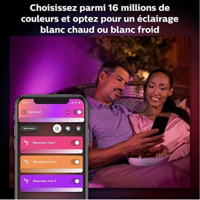 Applique murale philips hue white and color ambiance resonate - 8w - inox