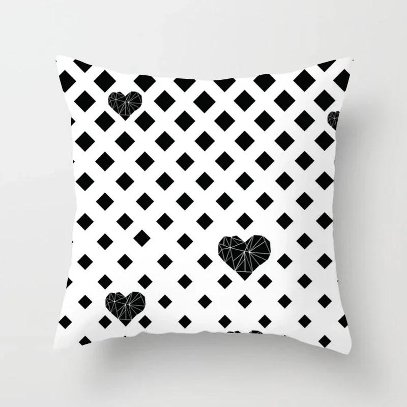 Nordischer Schwarz-Weiß Kissenbezug Polyester Geometrischer Kissenbezug Dekorative Sofakissen Mode Kissenbezug 45*45CM