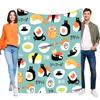 Cute Sushi Cats Blanket Colorful Soft Throw Lightweight with Black Cats In Sushi Theme Perfect for Sofa Bed Cozy Home Decor Gift