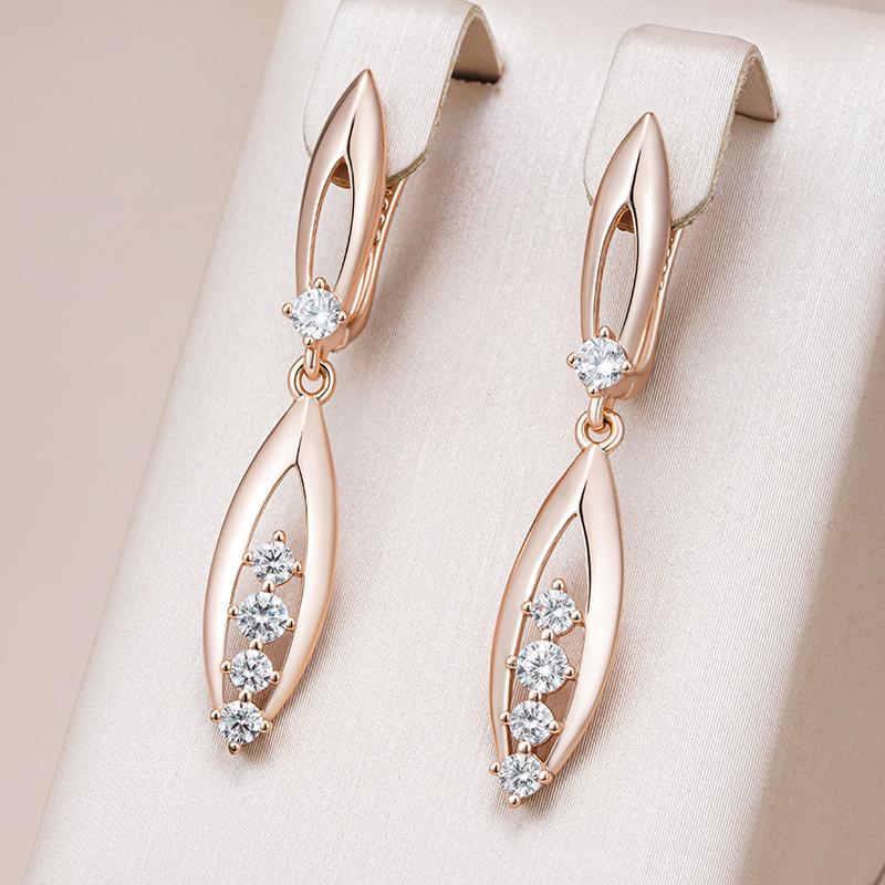 Innovative Design Shiny Natural Zircon Drop Earrings For Women Fashion  Rose Gold Color Romantic Daily Fine Jewelry
