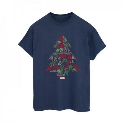 Womens/Ladies Avengers Christmas Tree Cotton Boyfriend T-Shirt