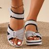 Summer New Thick-soled Color Matching Sandals Women's Comfortable Casual Velcro Wedge Heel Women's Shoes