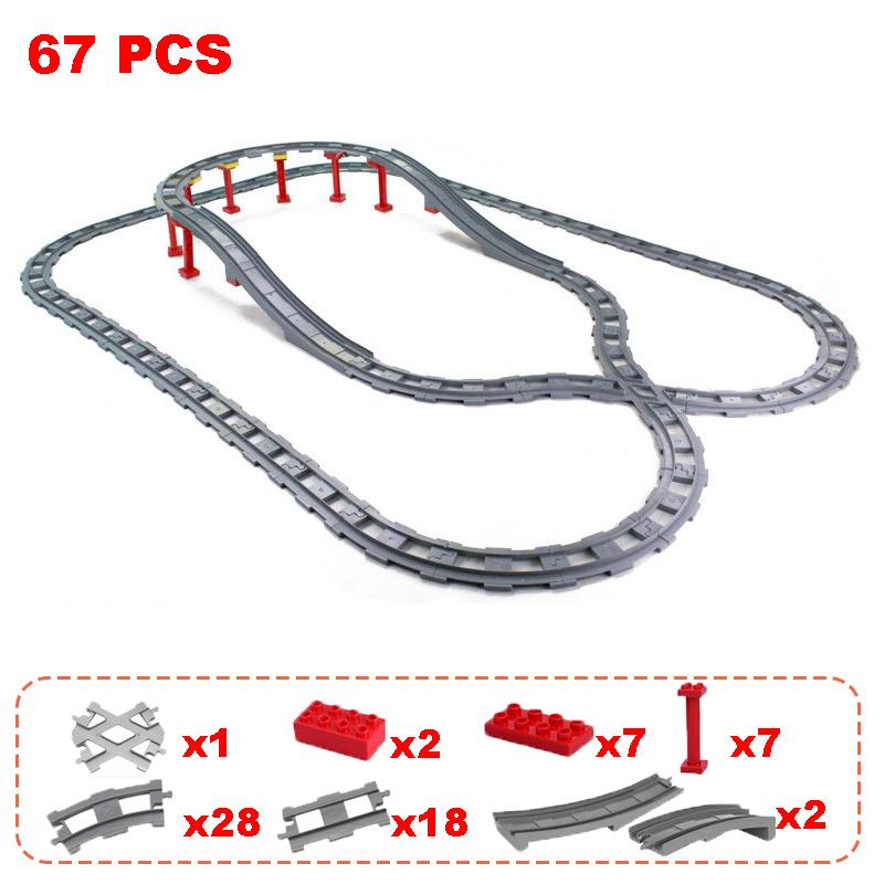 Non-Toxic Rail Transport Big Size Building Blocks Creative Track Accessories Assemble Toys For Children Bricks Compatible City Train Set