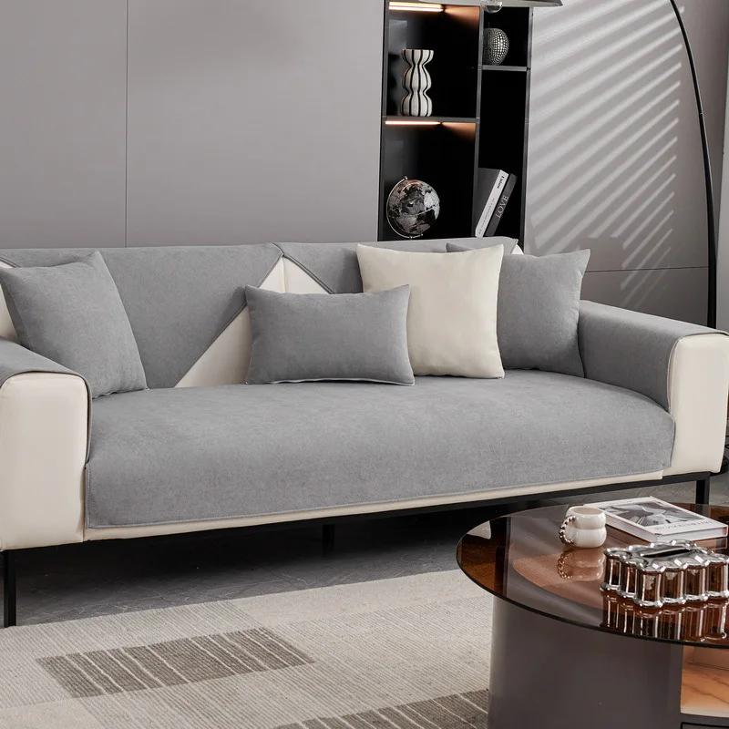 

Подушка для дивана Simplicity, устойчивая к царапинам, чехол для дивана, однотонный шенилл, нескользящий, серый, Four Seasons, универсальный коврик для дивана, полотенце для спинки 70x70