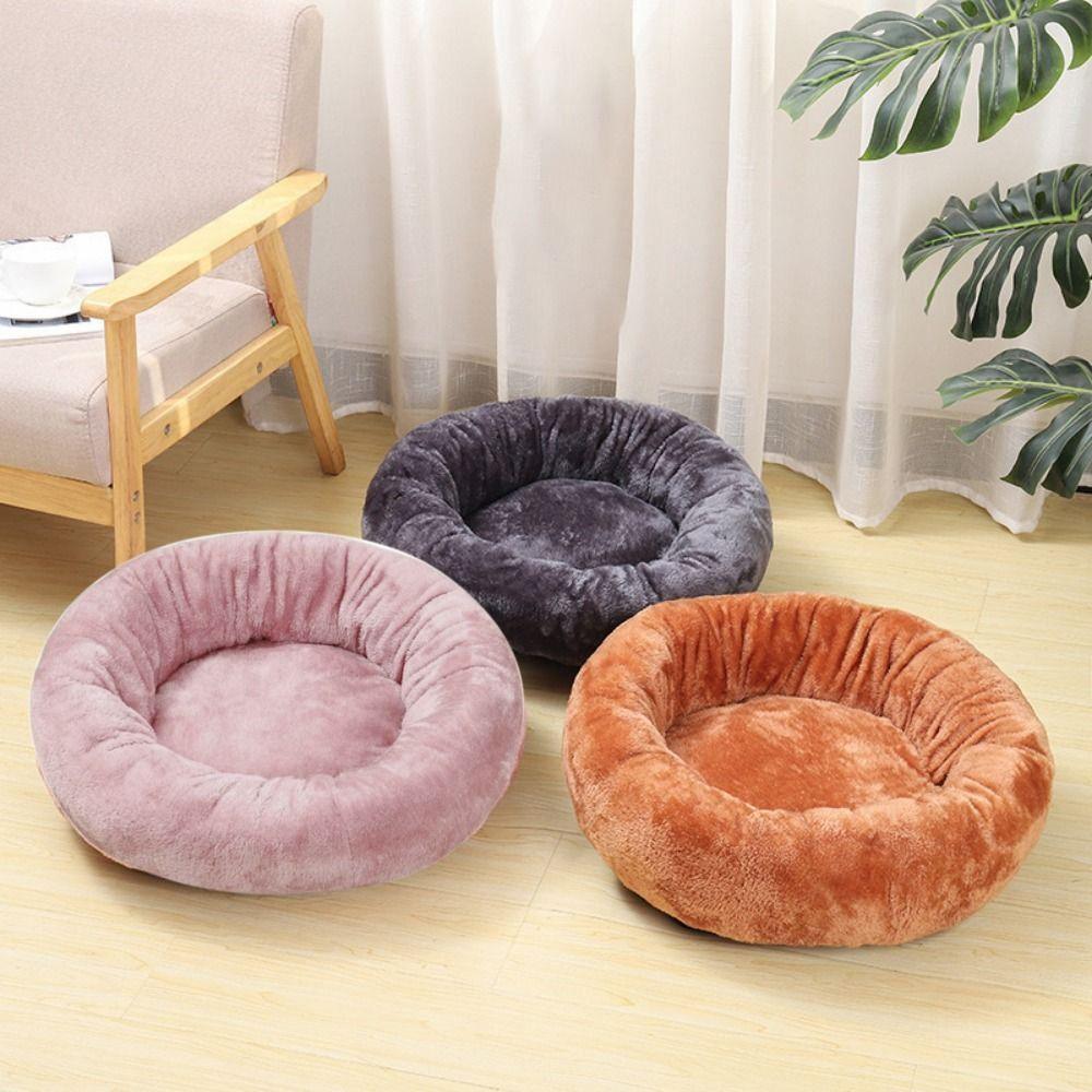 Comfortable Cat Cushion Bed Warm Plush Dog Sofa Baskets Plush Pet Bed Warm Dog Sleeping Bed  Autumn