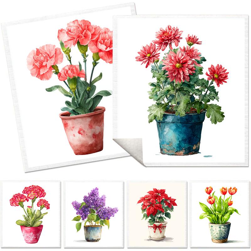 Cleaning Cloth Reusable Kitchen Dish Towels Eco-friendly Microfiber Flowerpot Print Dishcloths Lint Free Washable Duster Rags Tea Towels 9*7inch