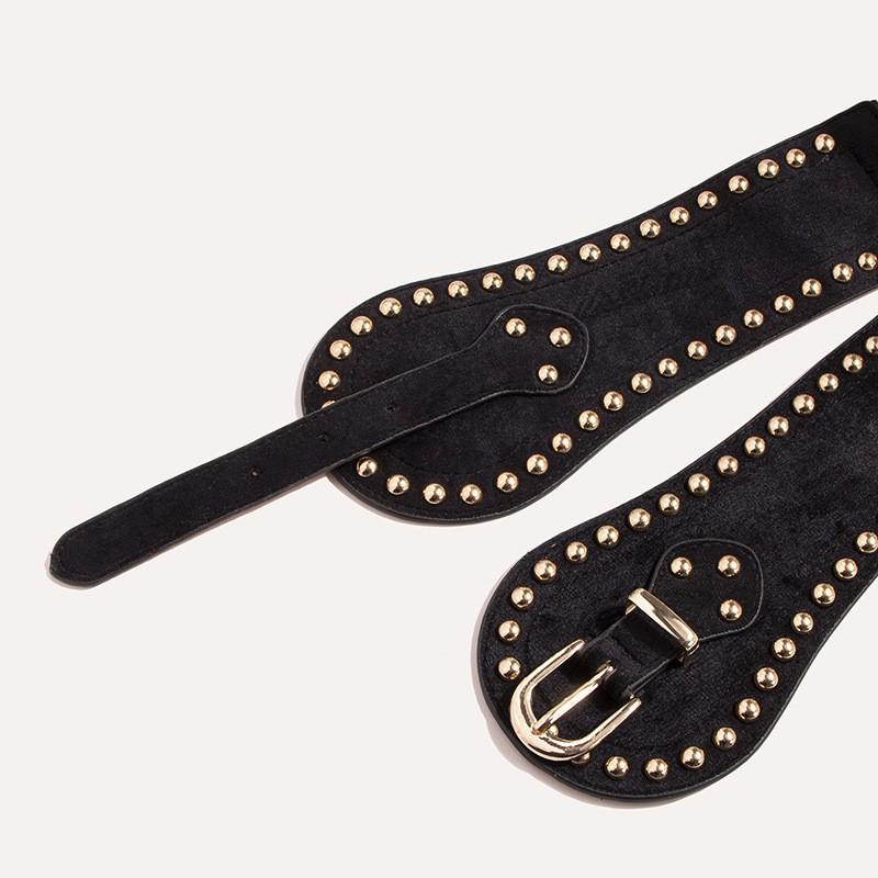 Women's Stylish Suede Rivet Elastic Belt with Adjustable Wide Waist