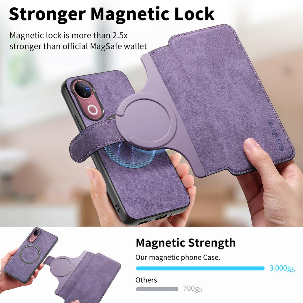 For vivo V50 5G Magnetic Case CASENEO Detachable Leather Phone Wallet Cover