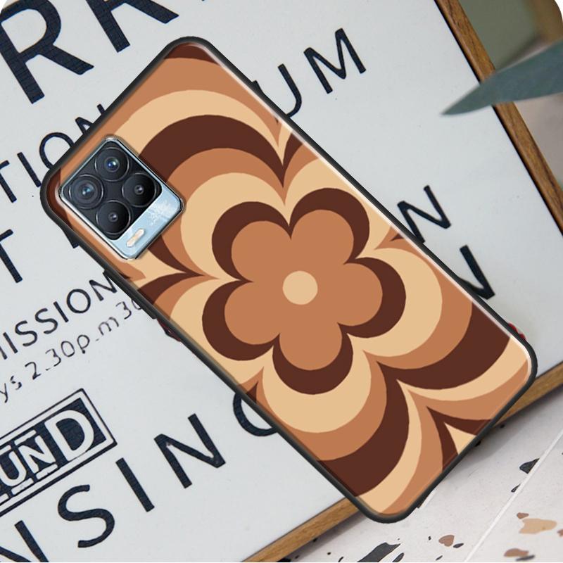 Latte Love Brown Heart Swirl Aesthetic Case For Realme 8 Pro 8i GT Master GT Neo 2 C21 Back Cover For OnePlus Nord 2 8T 9R 9 Pro