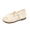 Girls flower petal small single shoes summer new children medium children sweet mesh pearl solid color mesh