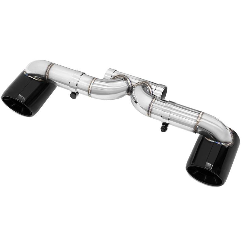 Ulepszenie Porsche 718 GT4: Podwójny wydech ze stali nierdzewnej z tłumikiem i czarnymi końcówkami