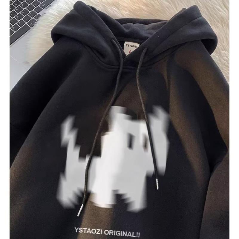 

Men s Retro American Style Kitten Hoodie - Heavyweight, Plus Velvet, Oversize Sweatshirt for Spring & Autumn. 2XL