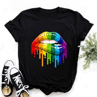 Women Summer T Shirt Multicolored Print Retro Fashion Short Sleeve Tees Casual Printed Tops