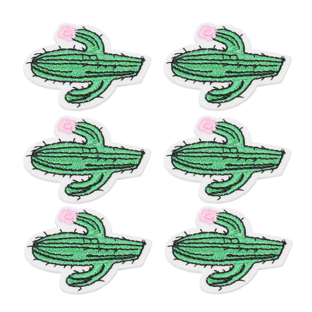 6Pcs Embroidered Patches Cactus Shape Cute Beautiful Covering Breakages Stains Iron On Patches for
