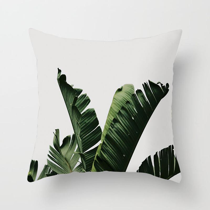 Ins Small Fresh Plant Car Sofa Pillow Cushion Cover Office Printed Lumbar Cushion Home Supplies