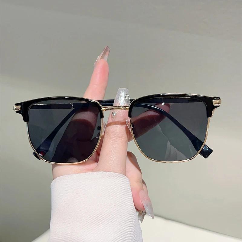 Vintage Square Sunglasses Men  New Fashion Korean Style Black Shades Women Trendy Stylish Brand Design Sun Glasses