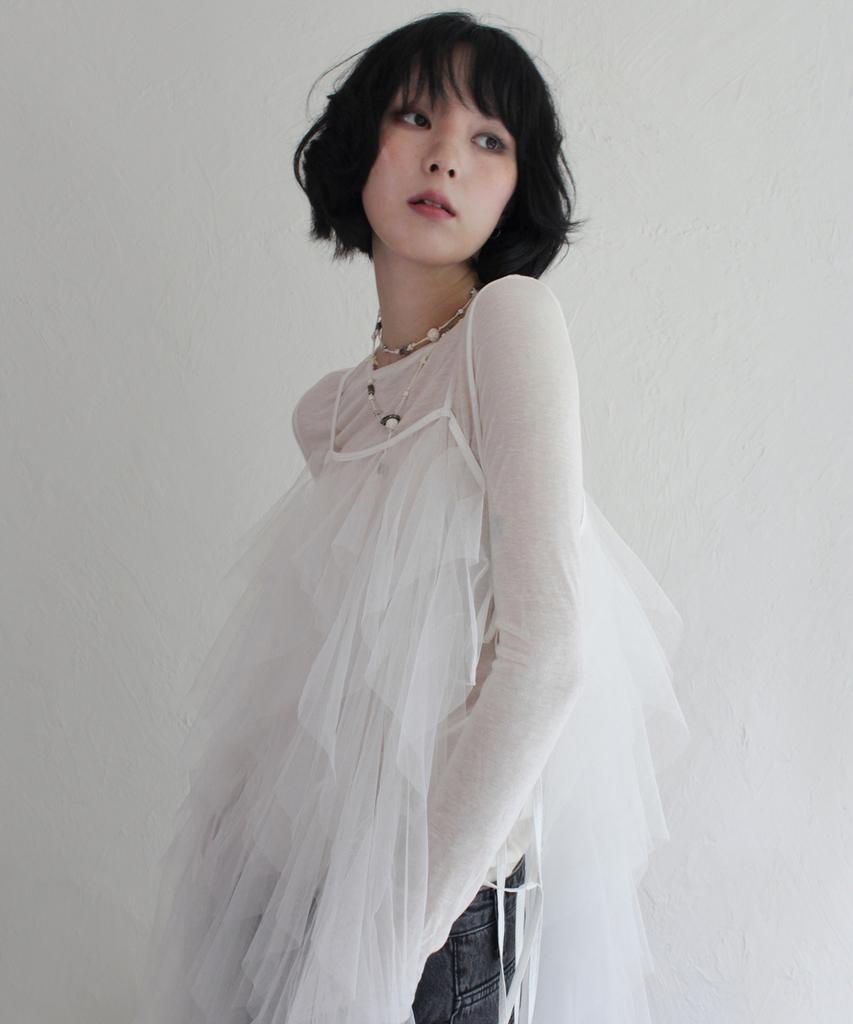 RUBATI Airy Tulle Lace Layering Dress_White