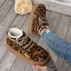 Bottines de neige à plateforme léopard pour femmes, chaussures plates en coton chaud, tendance 2025, baskets décontractées, hiver, nouvelle collection