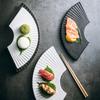 Ceramic Frosted Fan Plate Japanese Sushi Plate Dinner Set Plates and Dishes Ceramic Tableware Kitchen Bar Supplies