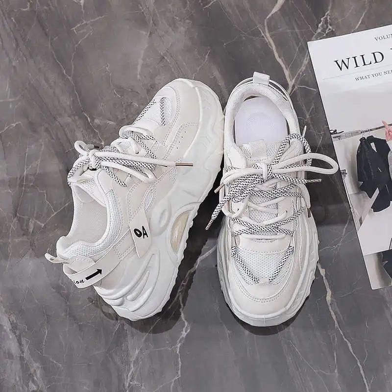 Fashion Platform Ventilation Women Trainers Flats Ladies Sneakers White Shoes Brand Luxury Women Sport Comfortable Celebrity
