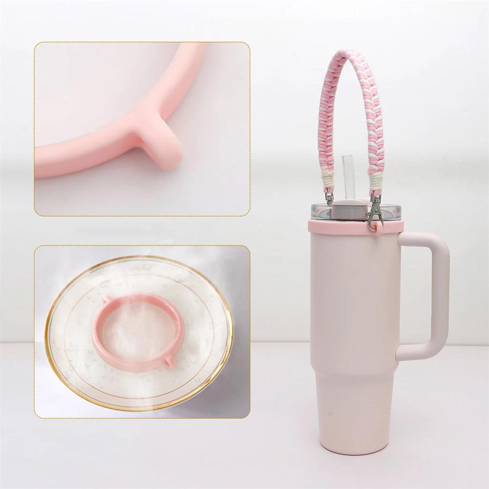 Hand-woven For 40oz Water Bottle Handle Cup Food Grade Thickened Silicone Ring For Stanley Sports Water Cup Strap Accessories