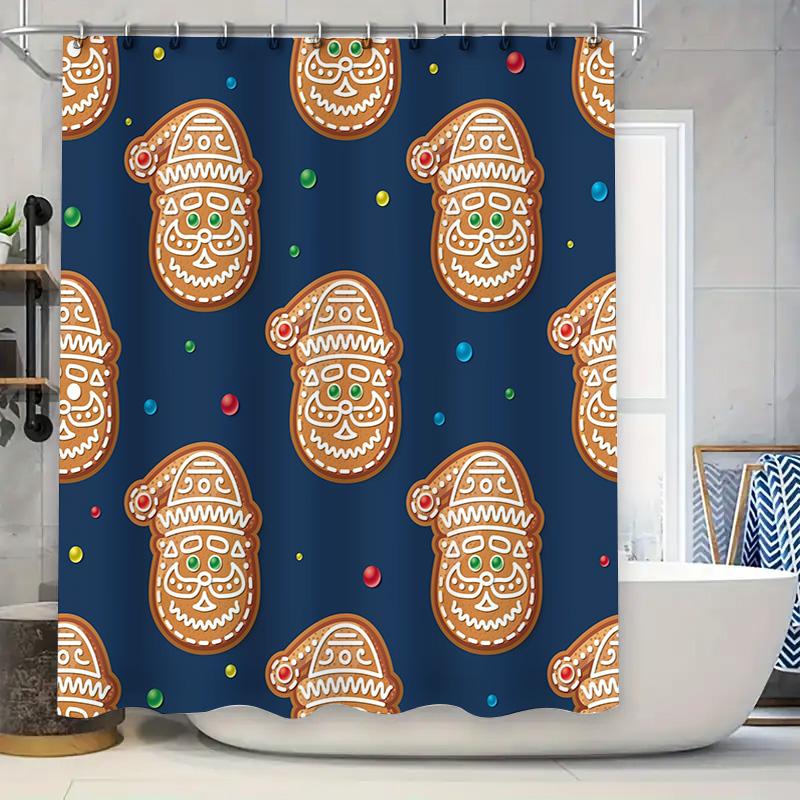 

Christmas Gingerbread Man Shower Curtain Festive Decor for Your Bathroom 90x180cm