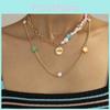 Trendy Floral Star Smile Face Necklace For Women With Geometric Design And Pearls