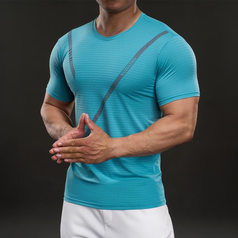 583309 Summer 2025 American Casual Short-sleeved T-shirt Fashionable Sports Slim Elastic Fitness Outdoor