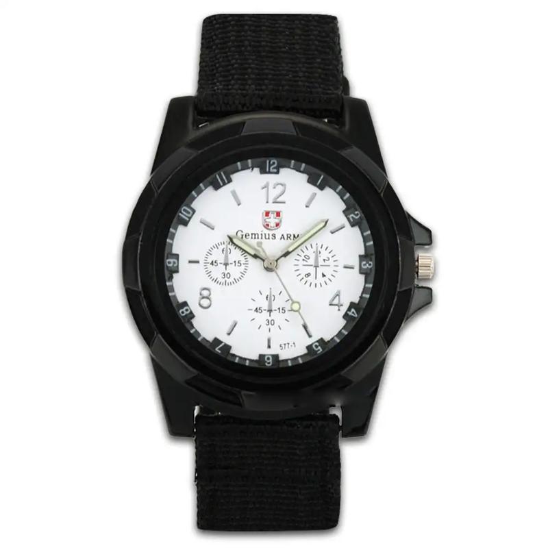 Gemius Army Sports Watch Woven Strap Stainless Steel Buckle Daily Use Man Gift
