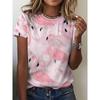 T-shirt da Donna Estiva con Stampa 3D Girocollo Moda Versatile Traspirante Tendenza Casual
