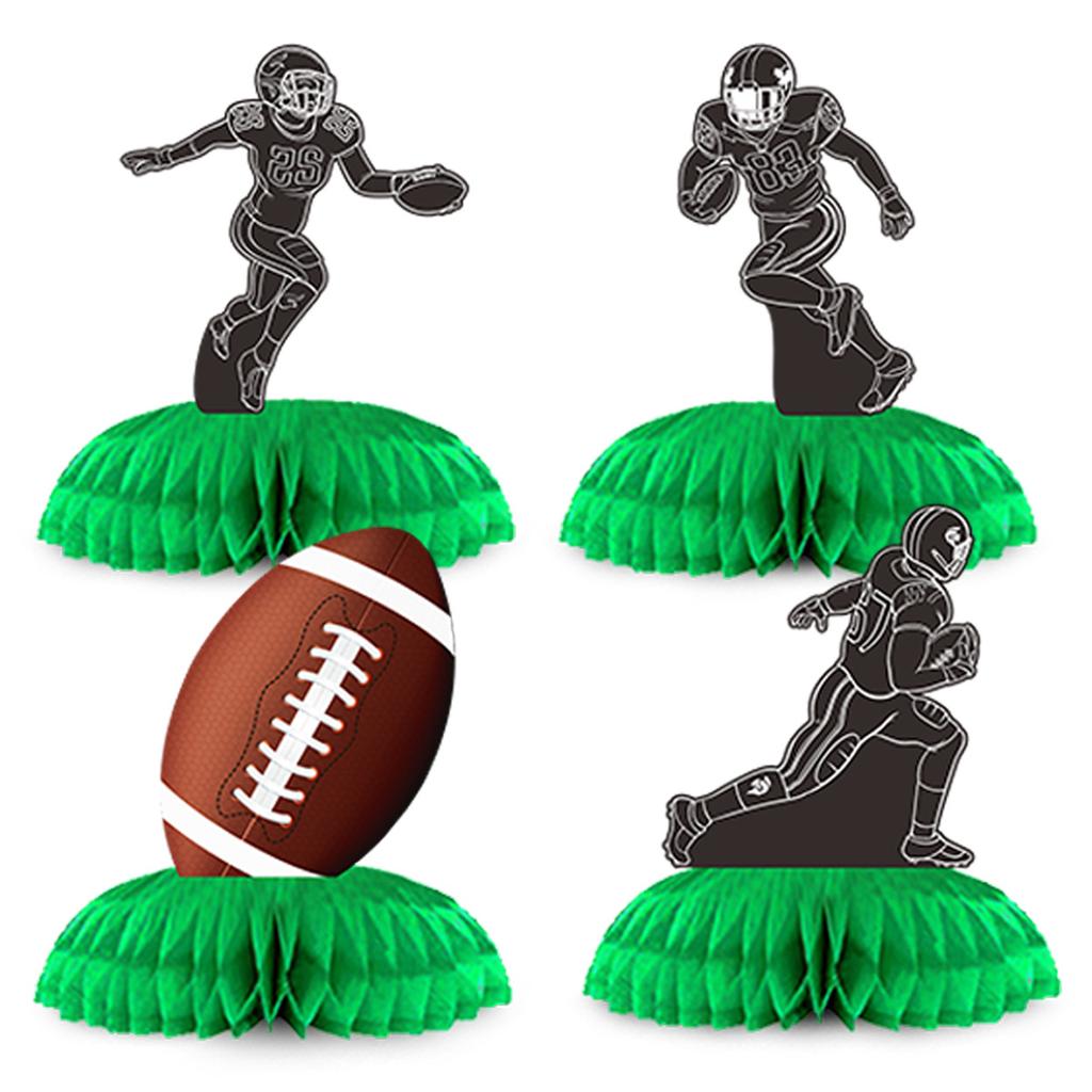 American Football Party Birthday Decoration Super Bowl Football Flag Latte Honeycomb Ornament Set
