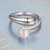 Verstellbarer silberner Tropfenring mit Perle, Silber 925