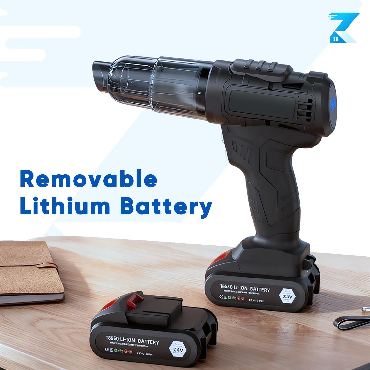 

2 in 1 Cordless Car Vacuum & Air Compressor, 5000PA Suction, 150PSI Auto-Shutoff, LED Light, Fast Charging for Car, Home, Motorc United States