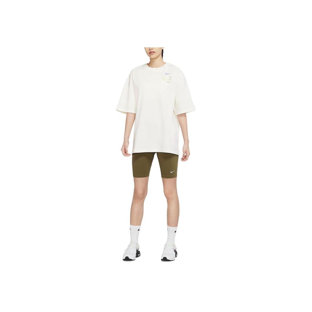 Nike American Retro Letter Print Round Neck Cotton Short Sleeve Drop Shoulder T-Shirt Women T-Shirts White DX6150-133