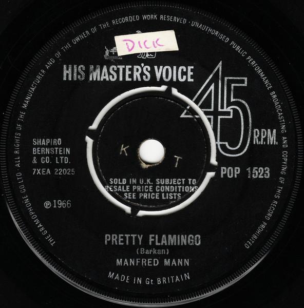 

7inch Record MANFRED MANN - Pretty Flamingo POP1523 His Master s Vo 1966 UK Rock Used