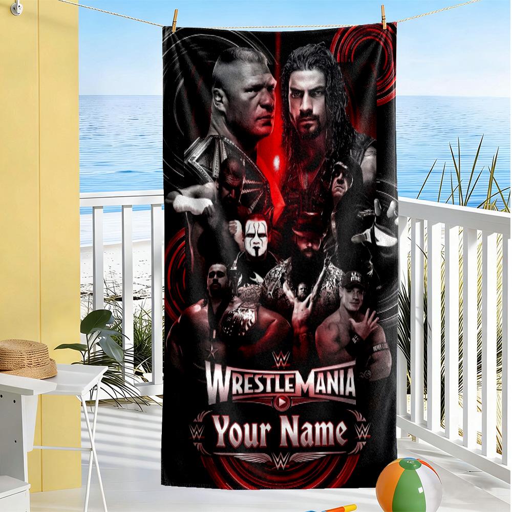 Wrestlemania Customized Name Beach Towel Soft Durable Quick-Dry Portable for SwimmingBeachCamping Travel Beach AccessoriesGym