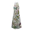 European & American Style Summer 2025 Seaside Vacation Print Backless Halter Maxi Dress