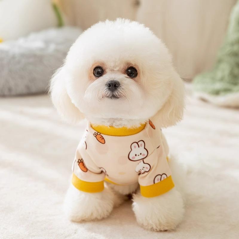 Autumn and Winter Dog Cartoon Cute Bunny German Velvet Home Clothes Medium and Small Dog Cat Bottoming Shirt Pet Clothes
