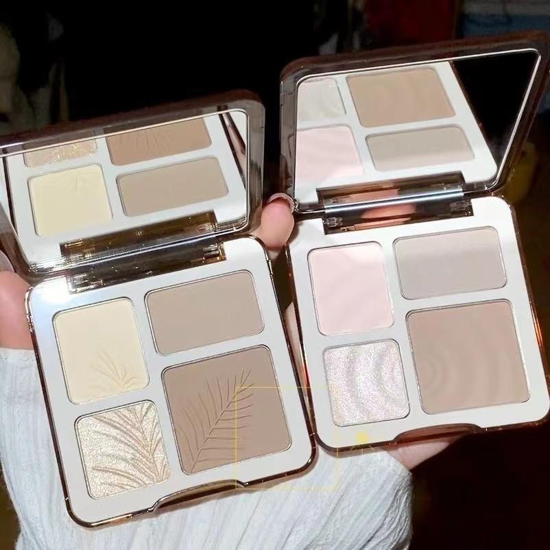 Vierfarbige Highlighter-Konturpalette, Illuminator, Make-up, 3D-Bronzer, mattes Konturpulver, Rose Blush, Hochglanzpalette, Kosmetik