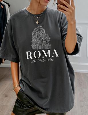Roma Comfort Colors Short Sleeve T-Shirt | Rome, Italy Coliseum Tee | Gift Traveler, Italian Enthusiast