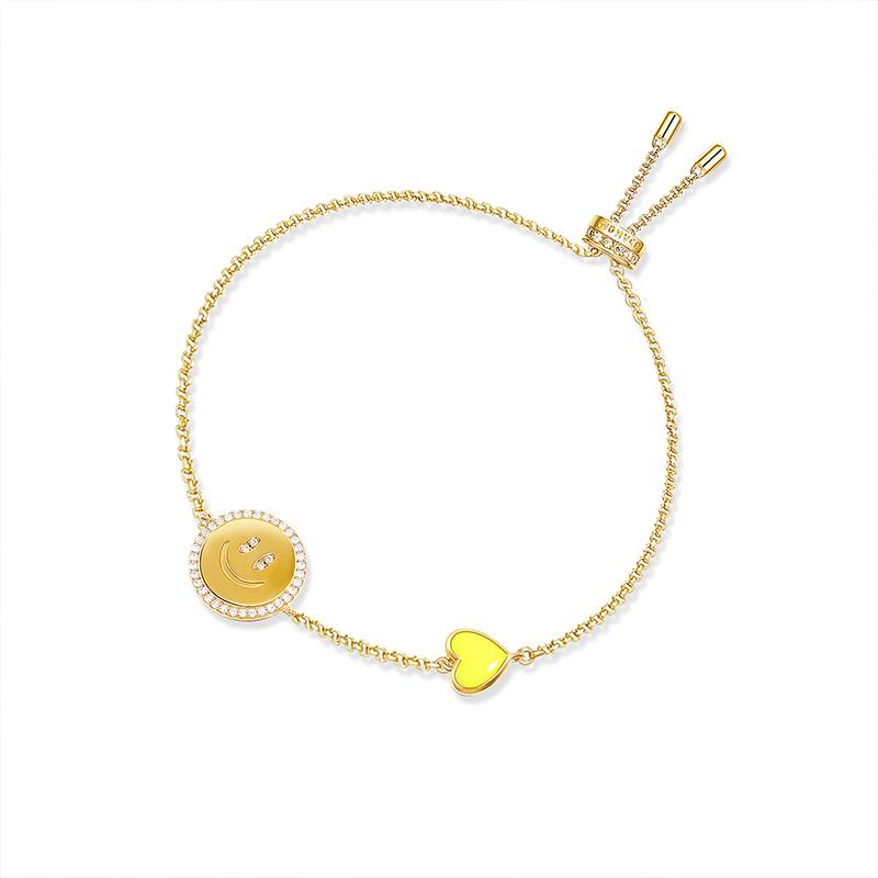 APM Monaco Love Smiley Niche Luxury Gold Elegant and Exquisite 925 Silver Zirconia Bracelet Women s Style AB4394XFYY серебряный