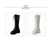 Women's White Lace-Up High-Heeled Martin Boots - British Style, Round-Toe, Thick-Soled, Side-Zip Knight Boots