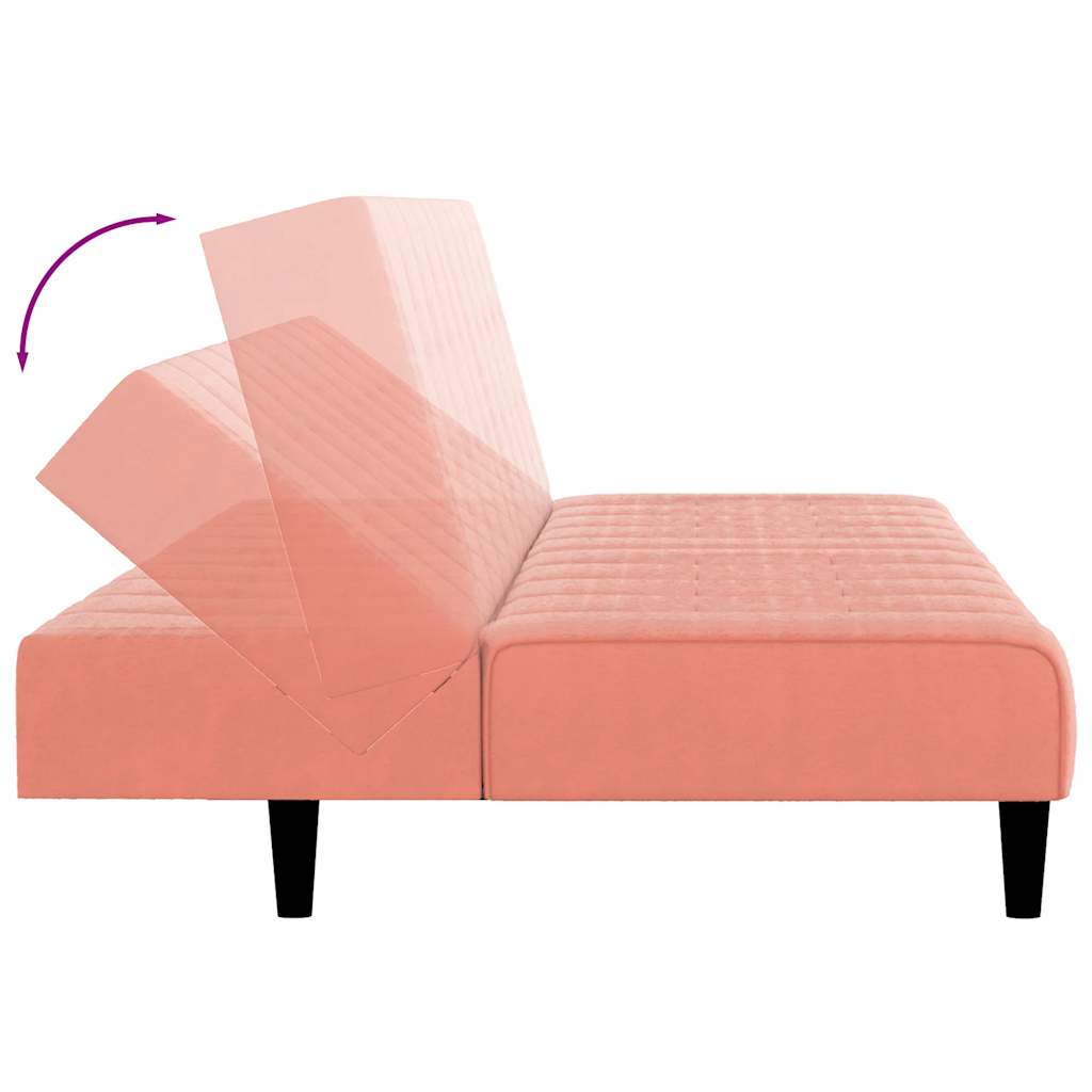 2 Seater Sofa Bed in Pink Velvet